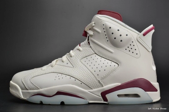 1st Kicks Jordan 6 white 384664-116 Maroon Retro Air 0717